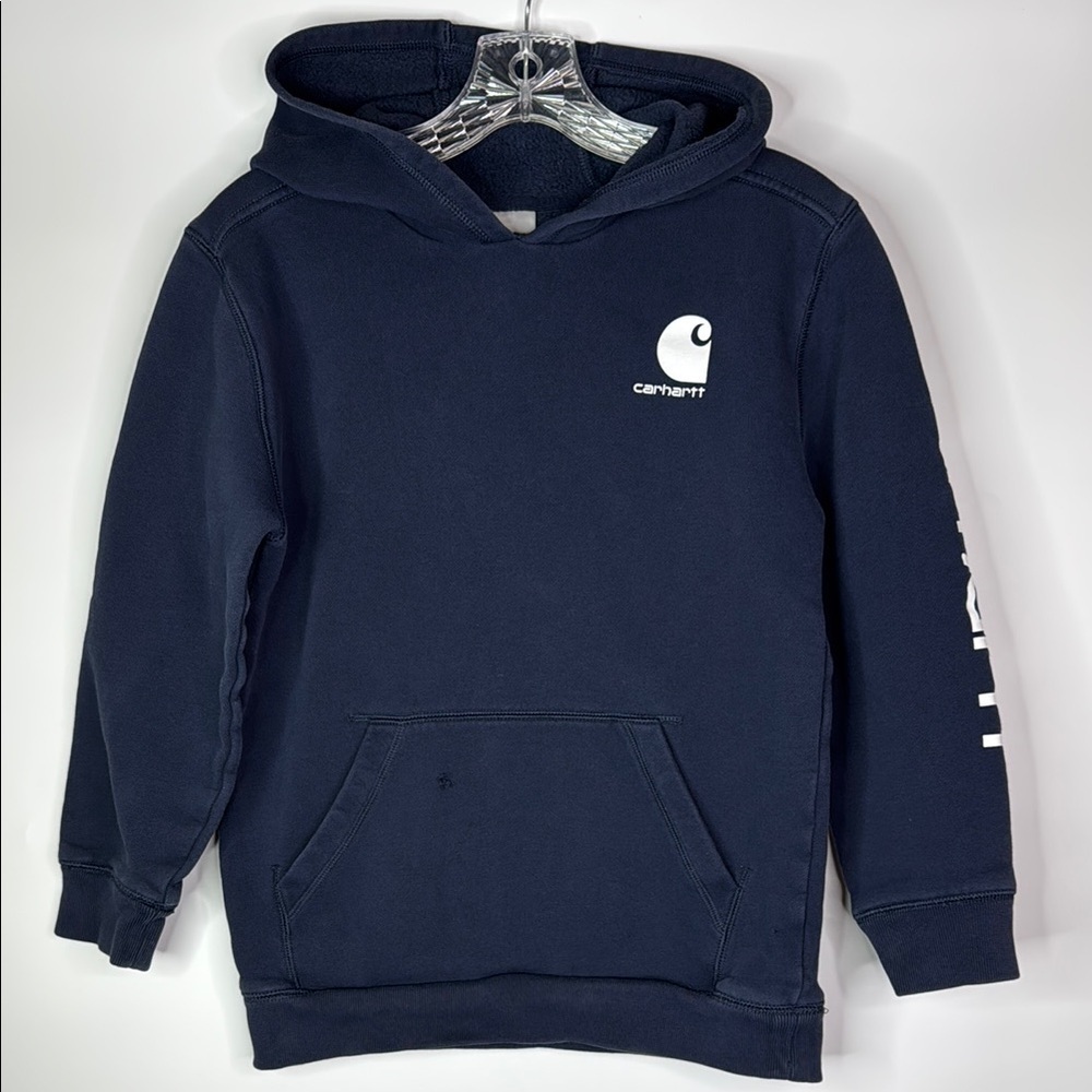 Carhartt Blue Hooded Sweatshirt Size Medium (10-12)
